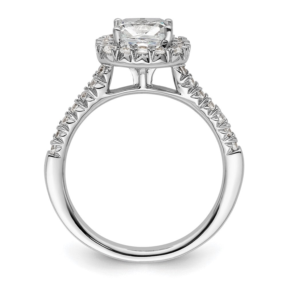 14K Weißgold Verlobungsring mit Kissenschliff-Halo aus simulierten Diamanten