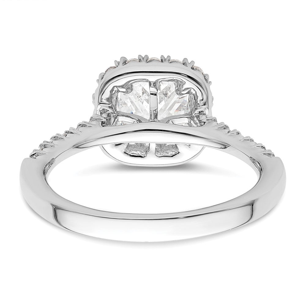 14K Weißgold Verlobungsring mit Kissenschliff-Halo aus simulierten Diamanten