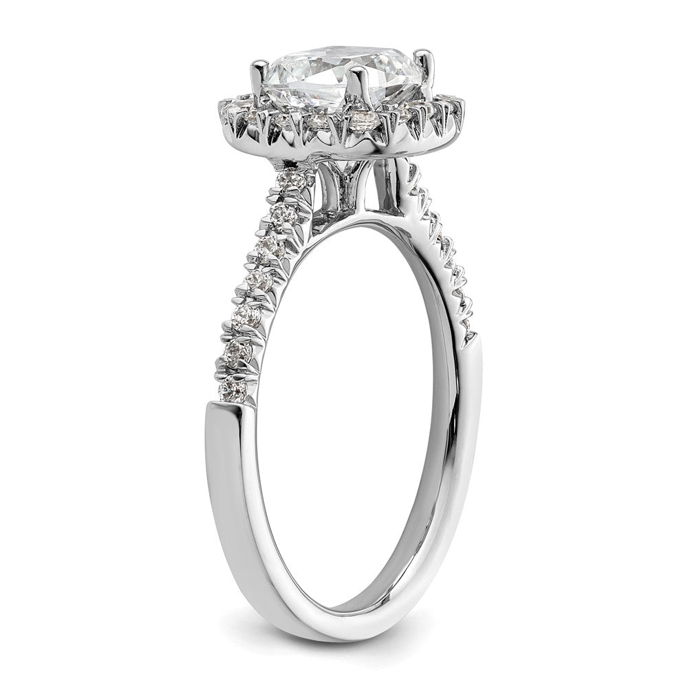 14K Weißgold Verlobungsring mit Kissenschliff-Halo aus simulierten Diamanten