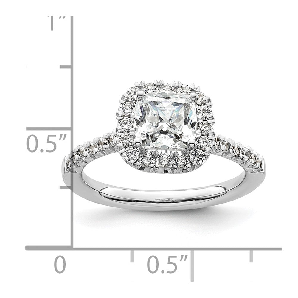14K Weißgold Verlobungsring mit Labordiamant VS/SI FGH Kissenschliff-Halo, Semi-Mount
