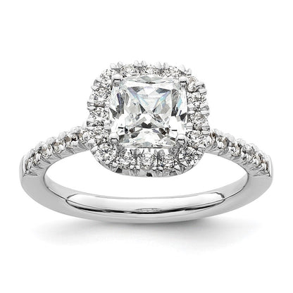 14K Weißgold Verlobungsring mit Labordiamant VS/SI FGH Kissenschliff-Halo, Semi-Mount