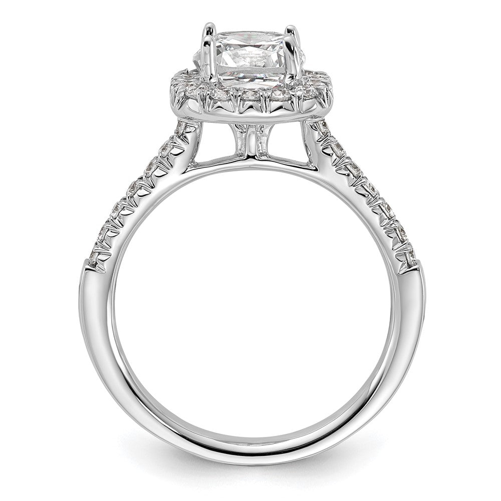 14K Weißgold Verlobungsring mit Laborgezüchtetem Diamant VS/SI+ G+, Kissenschliff, Halo, Semi-Mount