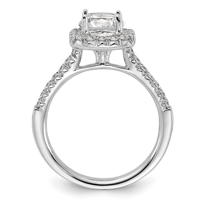 14K Weißgold Verlobungsring mit Laborgezüchtetem Diamant VS/SI+ G+, Kissenschliff, Halo, Semi-Mount