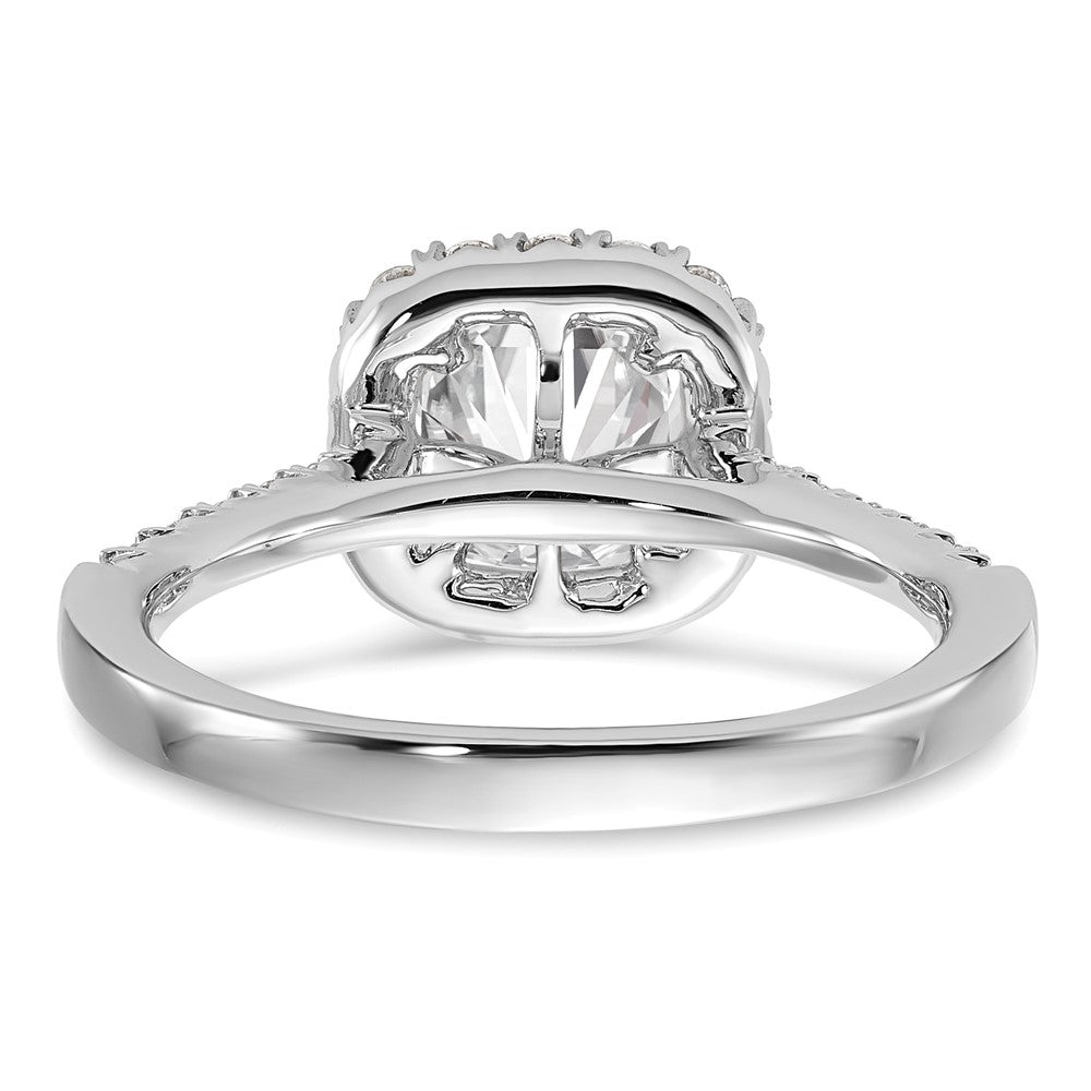 14K Weißgold Verlobungsring mit Laborgezüchtetem Diamant VS/SI+ G+, Kissenschliff, Halo, Semi-Mount