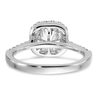 14K Weißgold Verlobungsring mit Laborgezüchtetem Diamant VS/SI+ G+, Kissenschliff, Halo, Semi-Mount