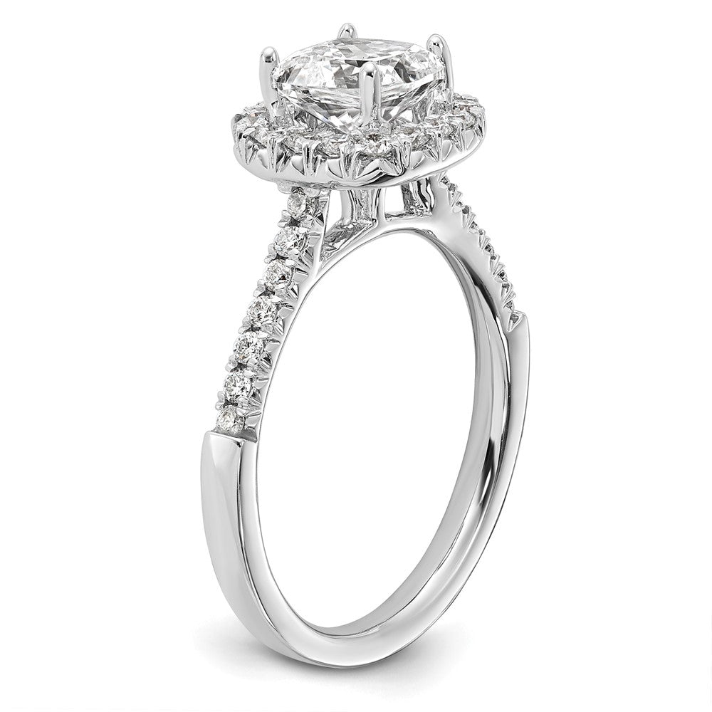 14K Weißgold Verlobungsring mit Laborgezüchtetem Diamant VS/SI+ G+, Kissenschliff, Halo, Semi-Mount
