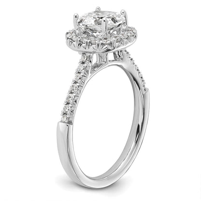 14K Weißgold Verlobungsring mit Laborgezüchtetem Diamant VS/SI+ G+, Kissenschliff, Halo, Semi-Mount