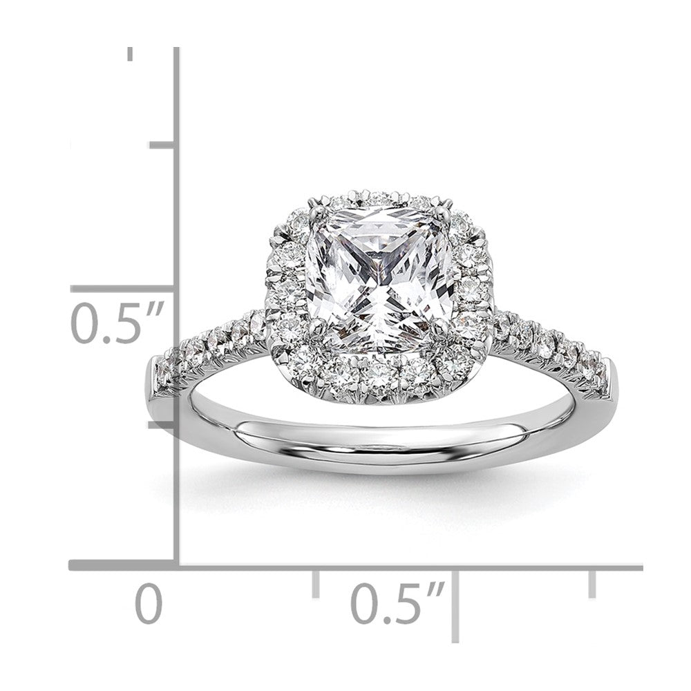 14K Weißgold Verlobungsring mit Laborgezüchtetem Diamant VS/SI+ G+, Kissenschliff, Halo, Semi-Mount
