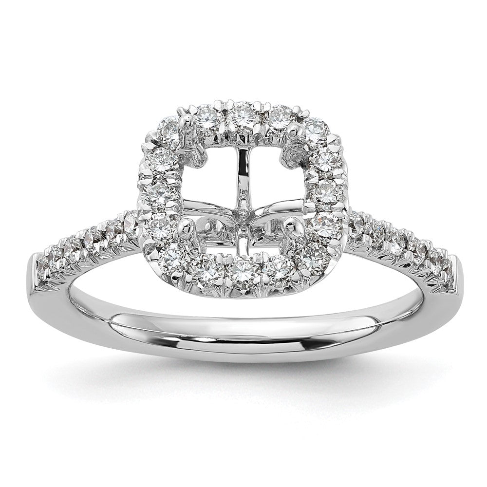 14K Weißgold Verlobungsring mit Laborgezüchtetem Diamant VS/SI+ G+, Kissenschliff, Halo, Semi-Mount