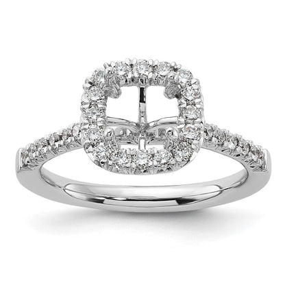 14K Weißgold Verlobungsring mit Laborgezüchtetem Diamant VS/SI+ G+, Kissenschliff, Halo, Semi-Mount