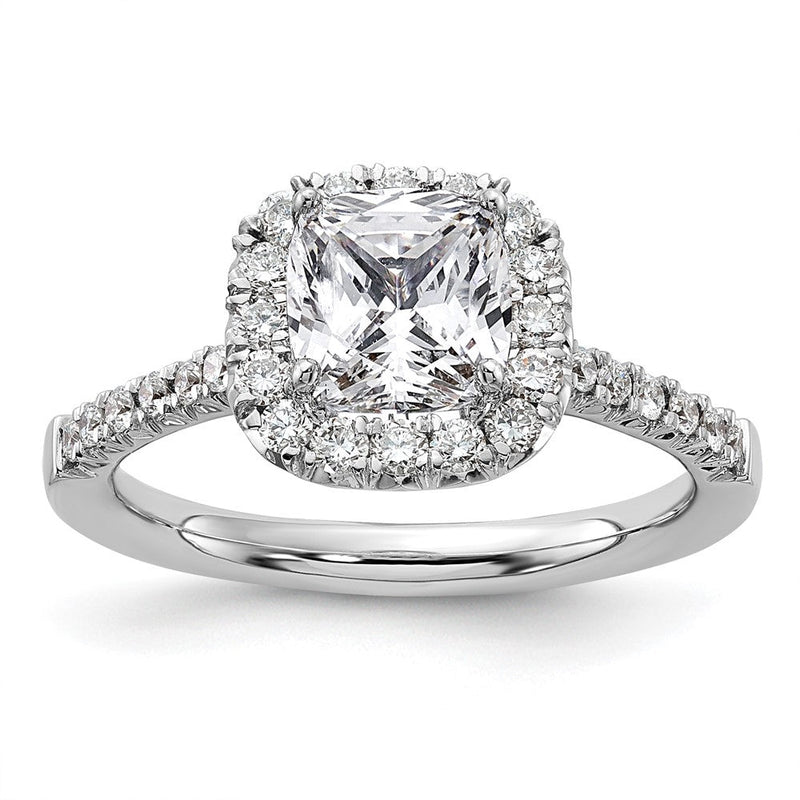 14K Weißgold Verlobungsring mit Kissenschliff-Halo-Diamant-Simulant