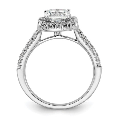 Platin-Verlobungsring mit laborgezüchtetem Diamant im Kissenschliff, VS/SI+ G+, mit Halo-Fassung