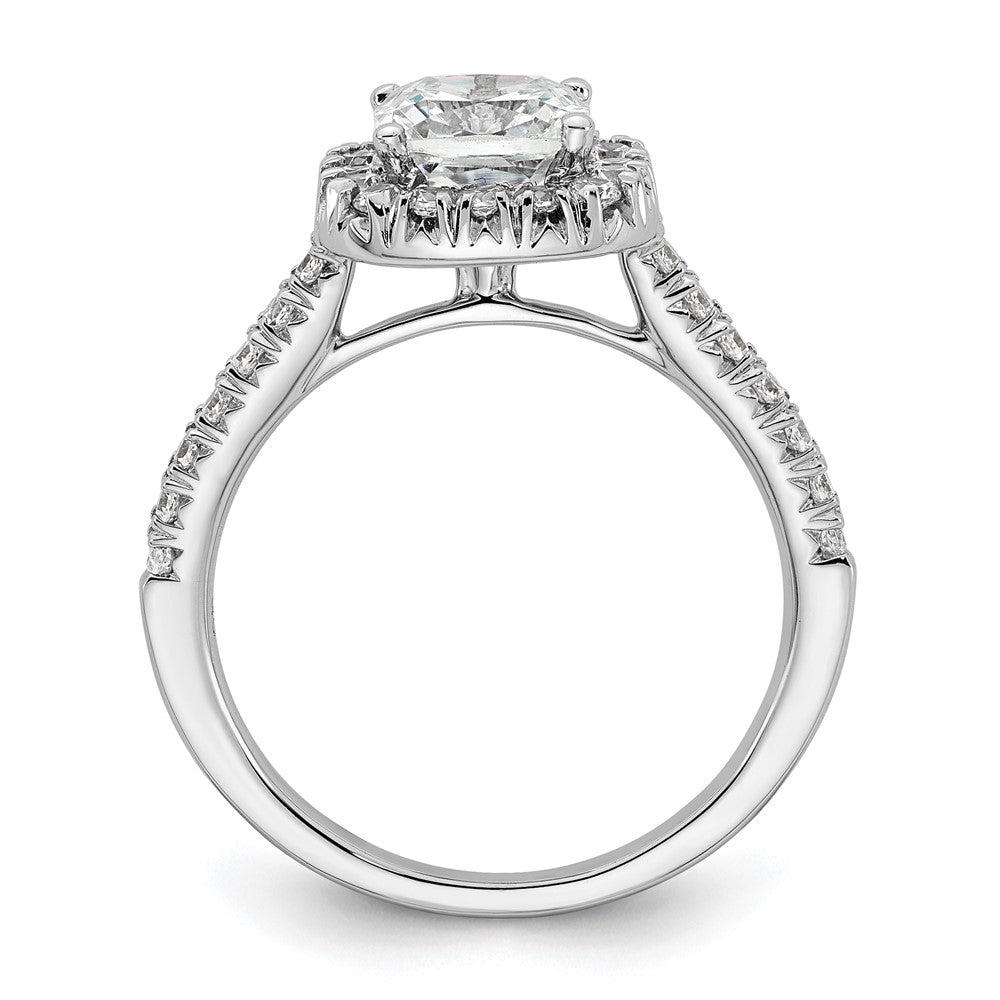 14K Weißgold Verlobungsring mit Laborgezüchteten Diamanten, VS/SI+ G+, Kissenschliff, Halo, Semi-Mount