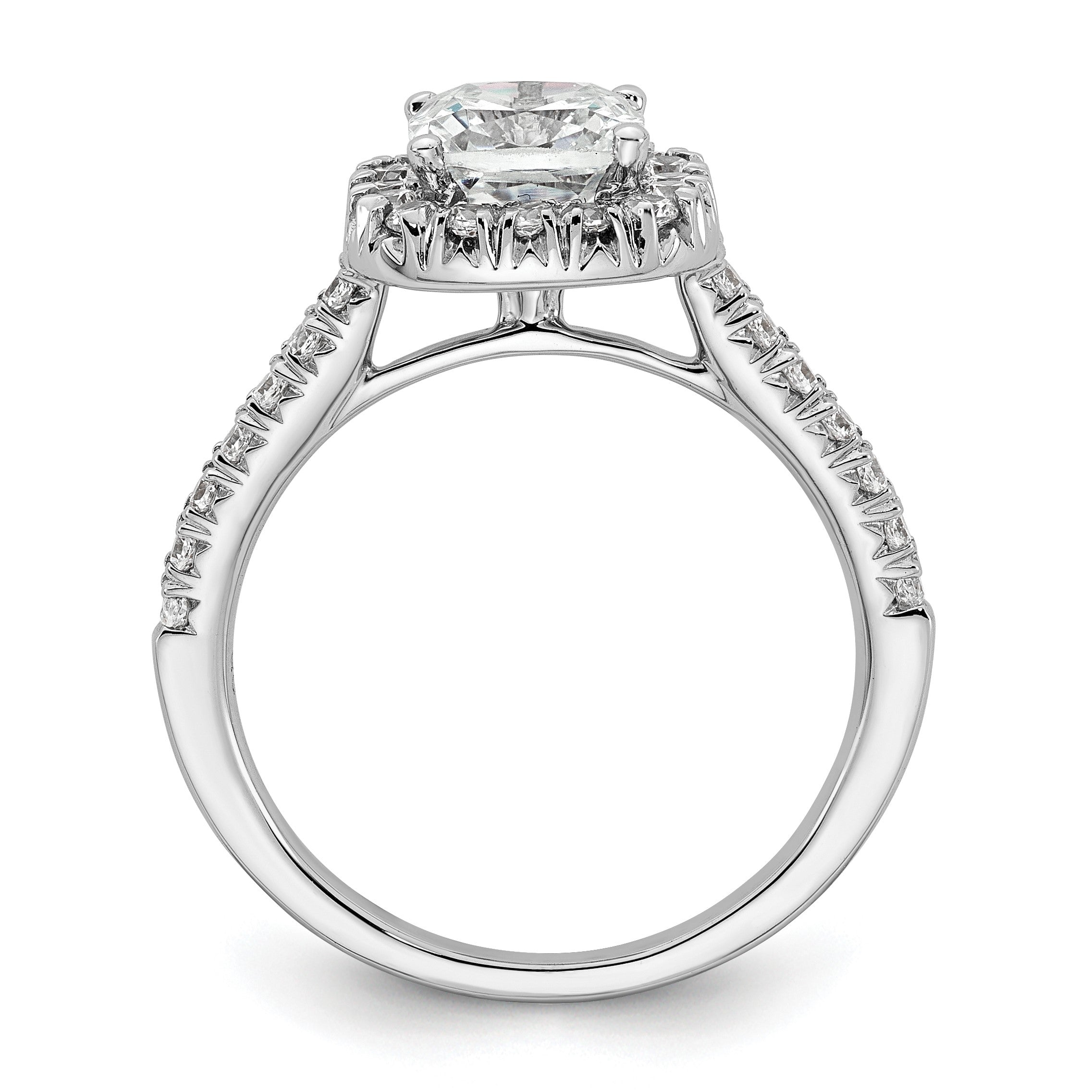 Platin-Verlobungsring mit Halo-Fassung für Kissenschliff, Semi-Mount, Labor gezüchteter Diamant VS/SI+ G+