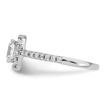14K Weißgold Verlobungsring mit Laborgezüchteten Diamanten, VS/SI+ G+, Kissenschliff, Halo, Semi-Mount