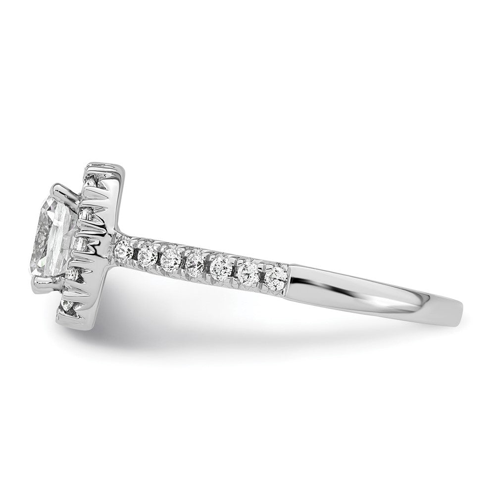 14K Weißgold Verlobungsring mit Laborgezüchteten Diamanten, VS/SI+ G+, Kissenschliff, Halo, Semi-Mount