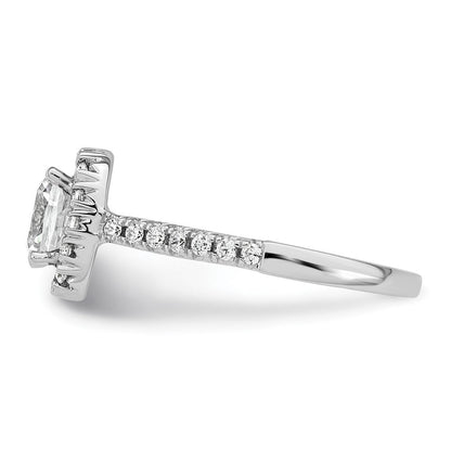 14K Weißgold Verlobungsring mit Laborgezüchteten Diamanten, VS/SI+ G+, Kissenschliff, Halo, Semi-Mount
