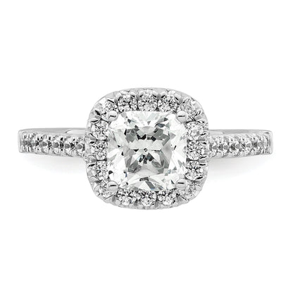 14K Weißgold Verlobungsring mit Laborgezüchteten Diamanten, VS/SI+ G+, Kissenschliff, Halo, Semi-Mount