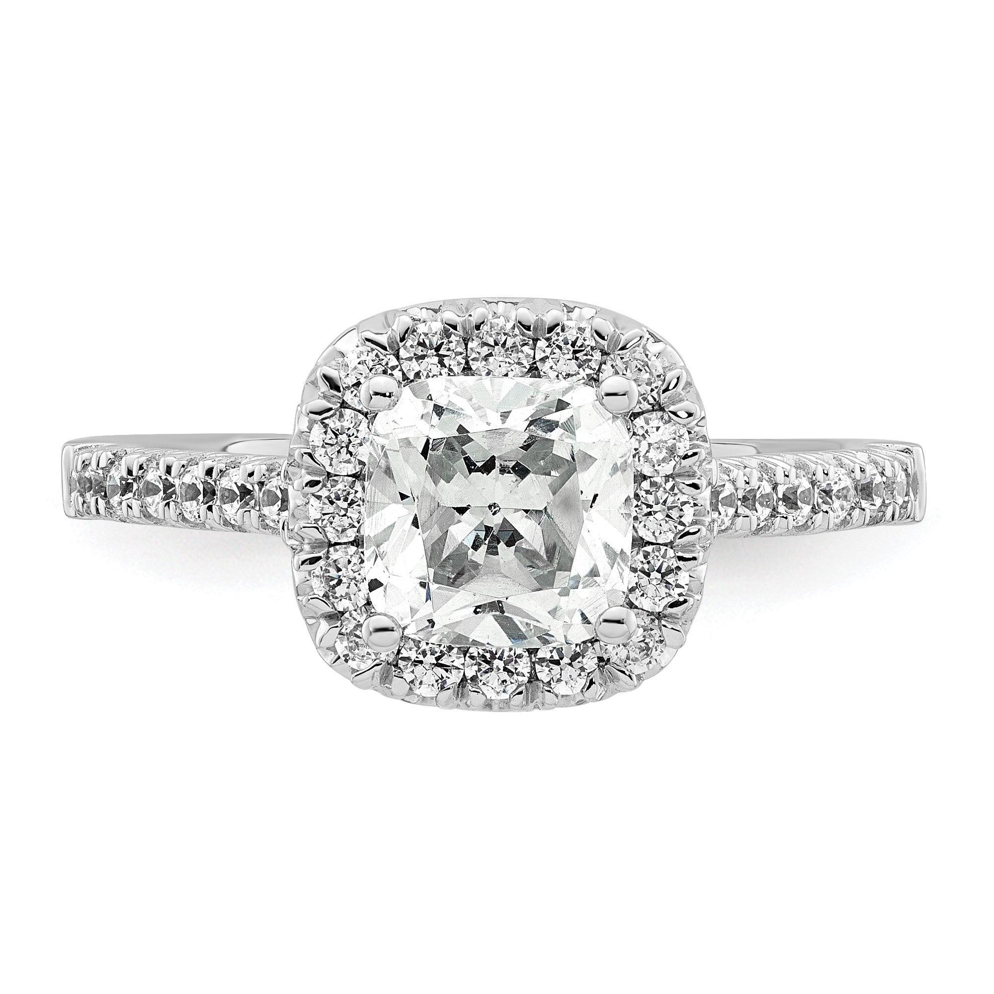 Platin-Verlobungsring mit Halo-Fassung für Kissenschliff, Semi-Mount, Labor gezüchteter Diamant VS/SI+ G+