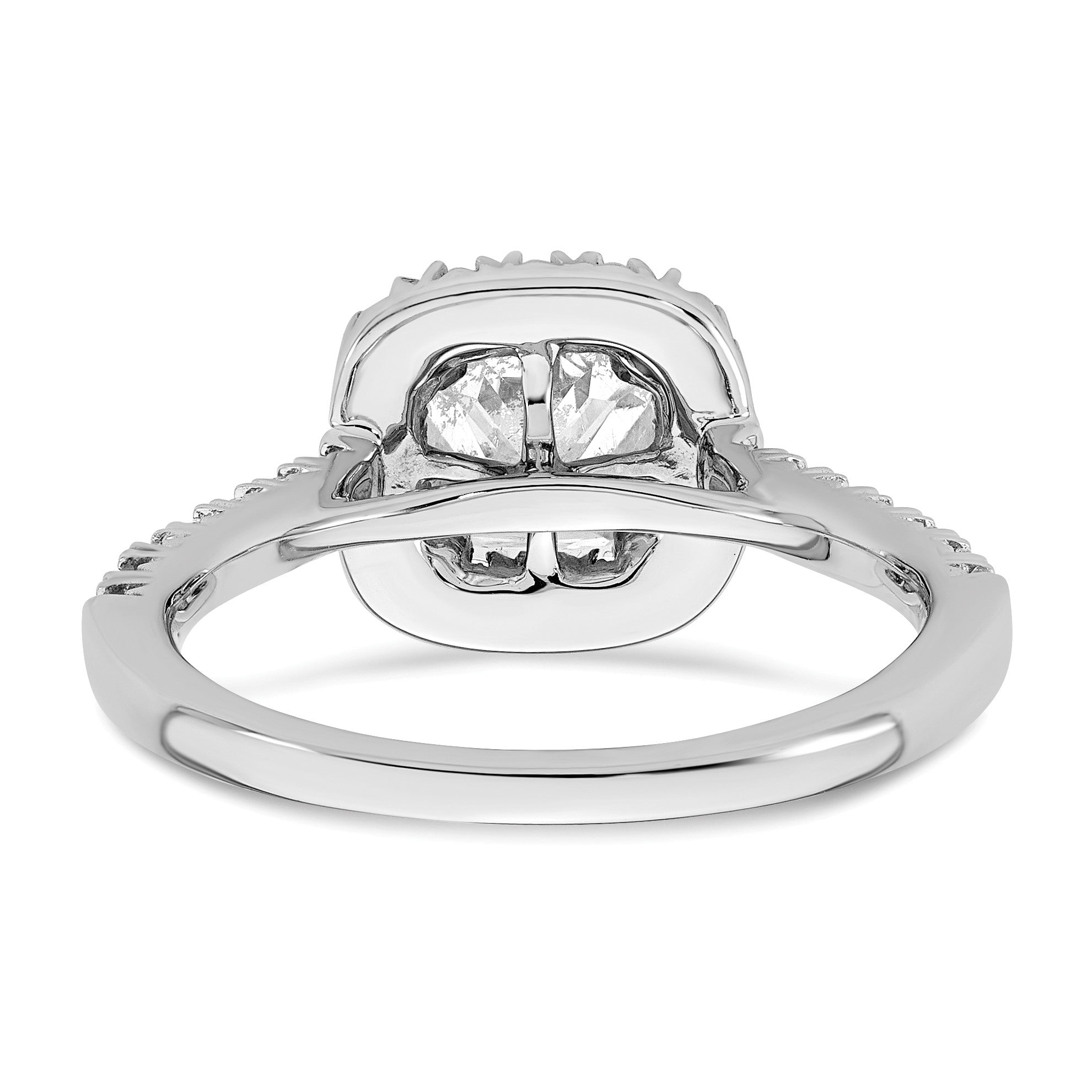 14K Weißgold Verlobungsring mit Laborgezüchteten Diamanten, VS/SI+ G+, Kissenschliff, Halo, Semi-Mount