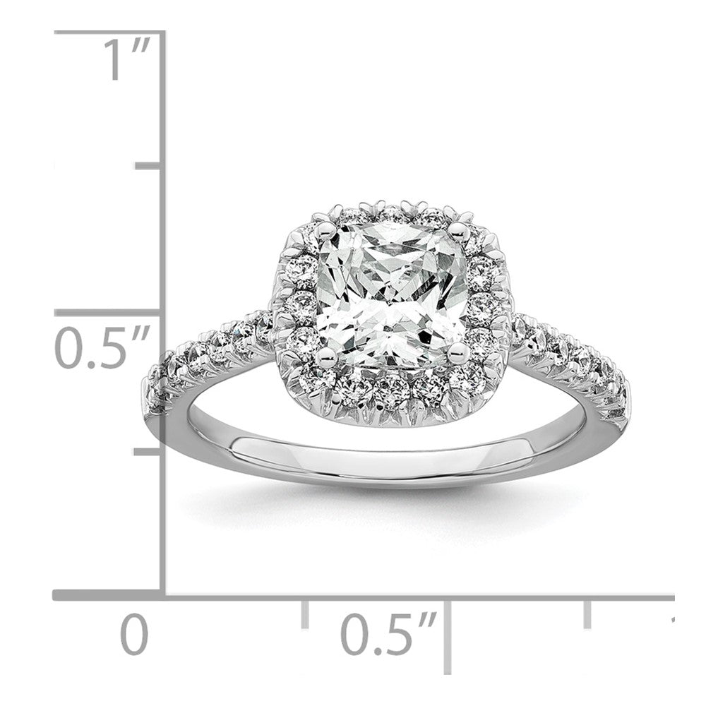 14K Weißgold Verlobungsring mit Laborgezüchteten Diamanten, VS/SI+ G+, Kissenschliff, Halo, Semi-Mount
