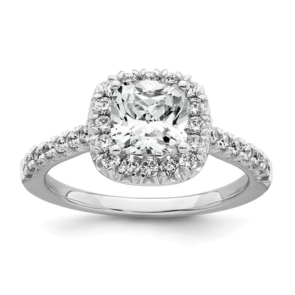 14K Weißgold Verlobungsring mit Laborgezüchteten Diamanten, VS/SI+ G+, Kissenschliff, Halo, Semi-Mount