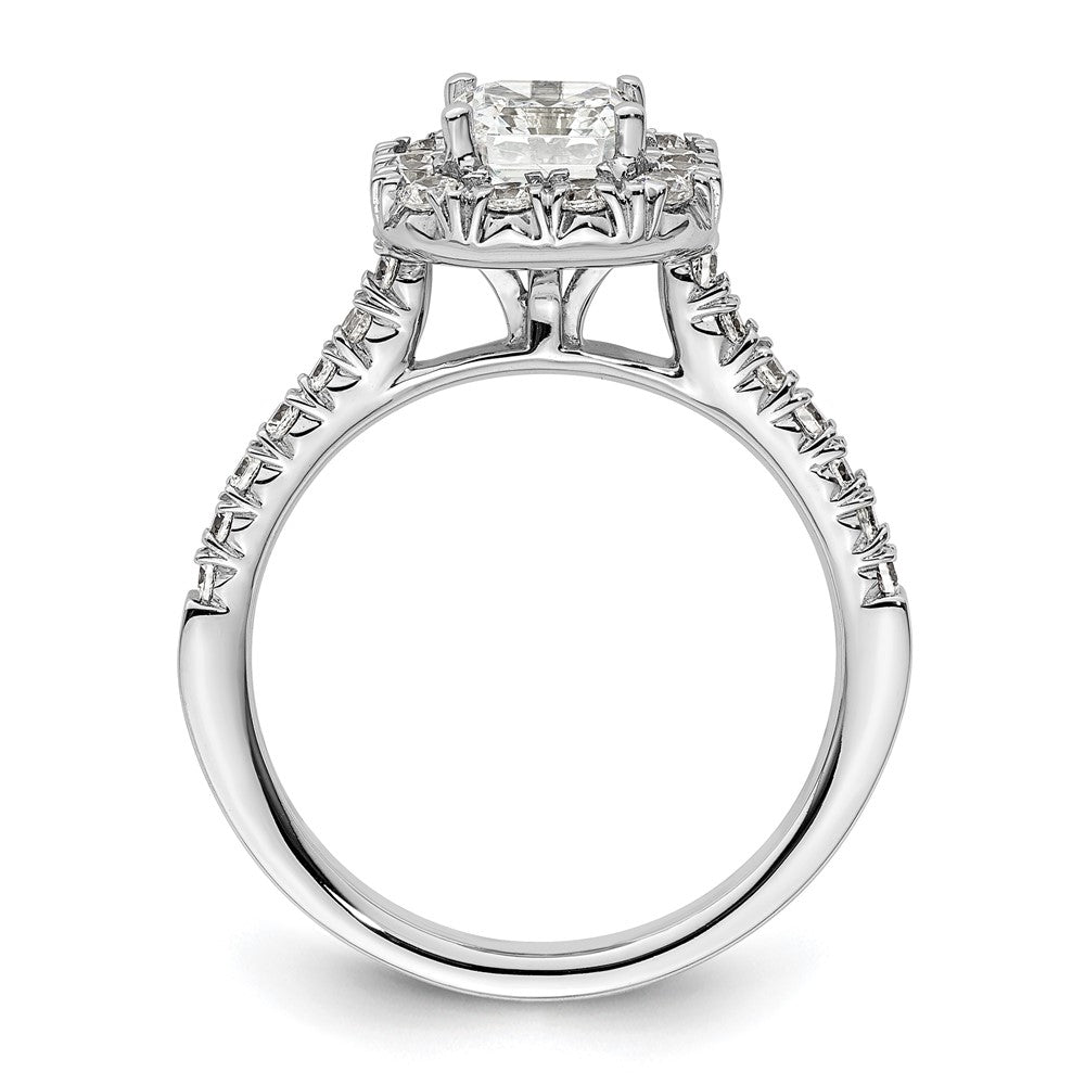 14K Weißgold Verlobungsring mit 0,5 ct. Laborgezüchteten Diamanten VS/SI+ G+ und 1 ct. Center-Ascher-Diamant im Halo-Design