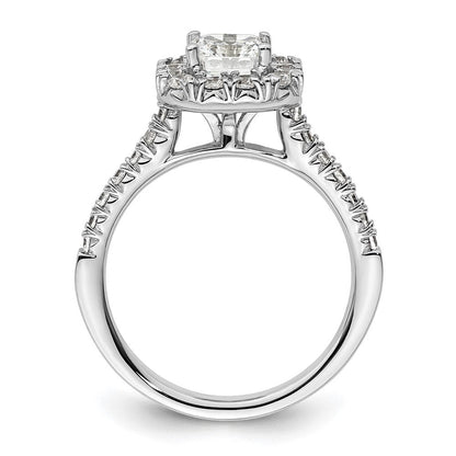 14K Weißgold Verlobungsring mit 0,5 ct. Laborgezüchteten Diamanten VS/SI+ G+ und 1 ct. Center-Ascher-Diamant im Halo-Design