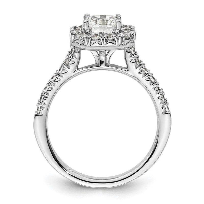 14K Weißgold Heiligenschein (holds 1 Karat (5.5mm) Asscher-cut Mittig) 1/2 Karat Diamant Halbfassung Verlobungsring