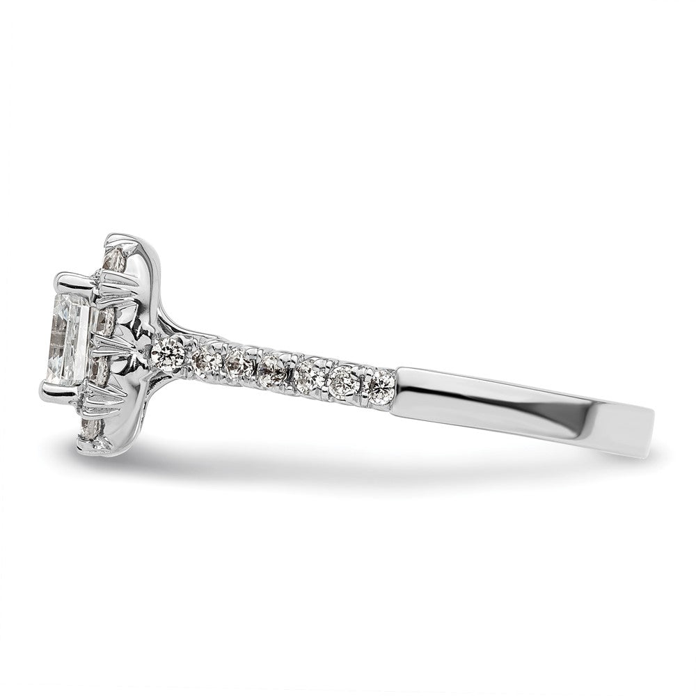 14K Weißgold Verlobungsring mit 0,5 ct. Laborgezüchteten Diamanten VS/SI+ G+ und 1 ct. Center-Ascher-Diamant im Halo-Design