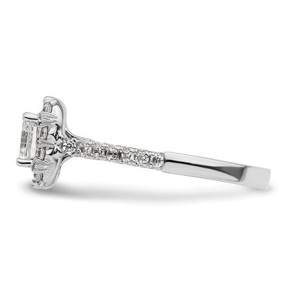 14K Weißgold Verlobungsring mit 0,5 ct. Laborgezüchteten Diamanten VS/SI+ G+ und 1 ct. Center-Ascher-Diamant im Halo-Design
