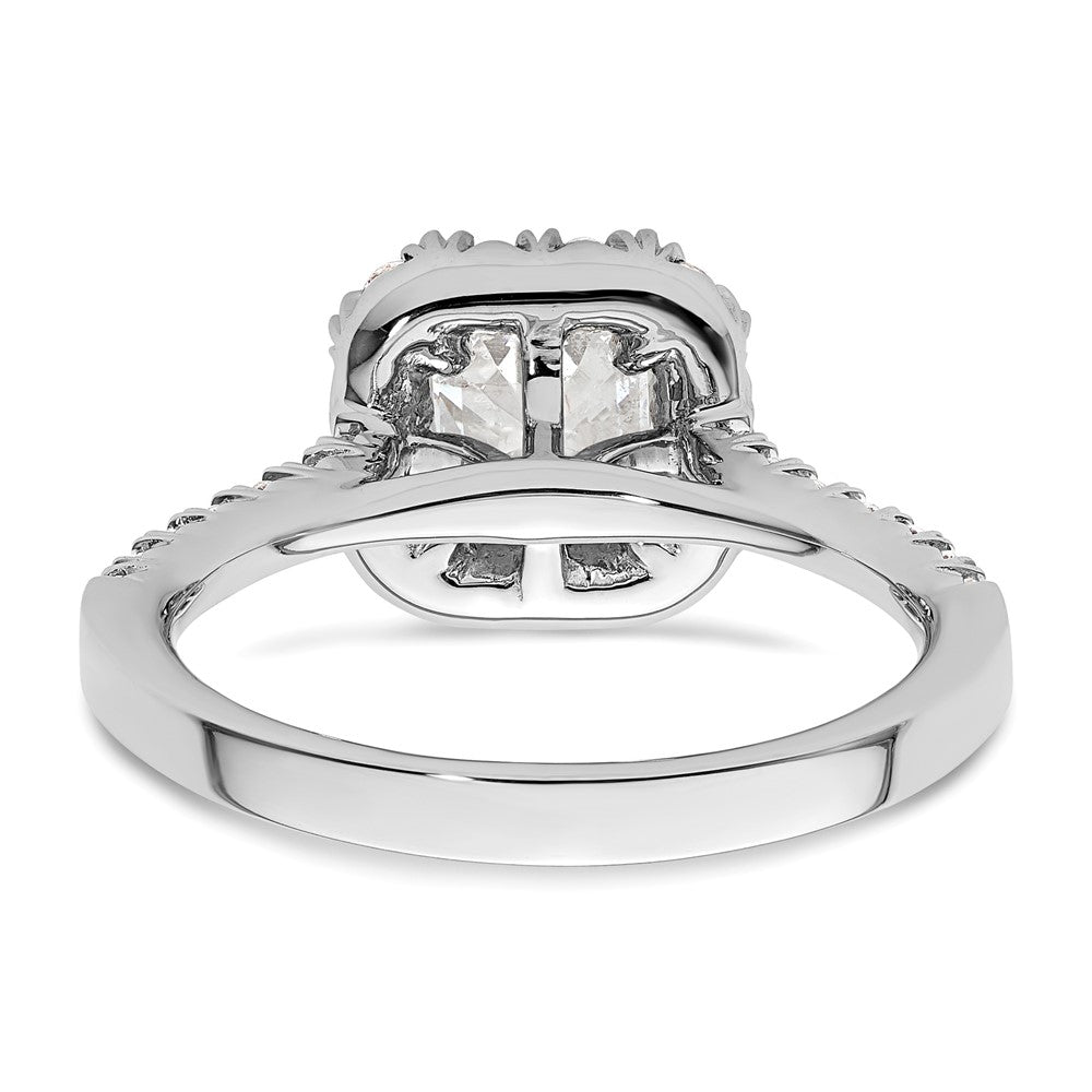 14K Weißgold Verlobungsring mit 0,5 ct. Laborgezüchteten Diamanten VS/SI+ G+ und 1 ct. Center-Ascher-Diamant im Halo-Design