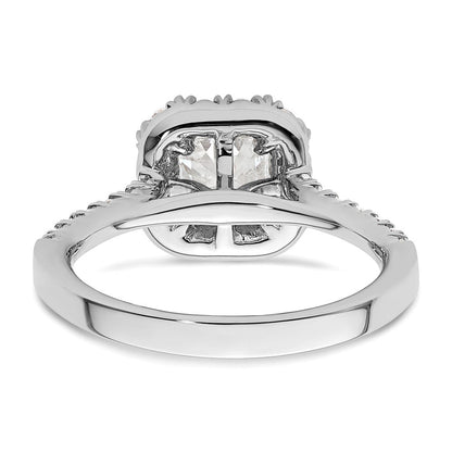 14K Weißgold Verlobungsring mit 0,5 ct. Laborgezüchteten Diamanten VS/SI+ G+ und 1 ct. Center-Ascher-Diamant im Halo-Design