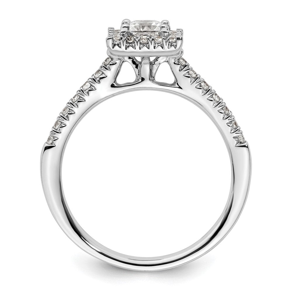 14 Karat Weißgold Verlobungsring mit quadratischem Halo aus simulierten Diamanten