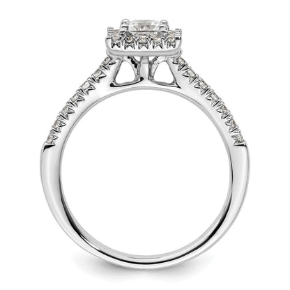 14 Karat Weißgold Verlobungsring mit quadratischem Halo aus simulierten Diamanten