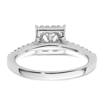 14 Karat Weißgold Verlobungsring mit quadratischem Halo aus simulierten Diamanten