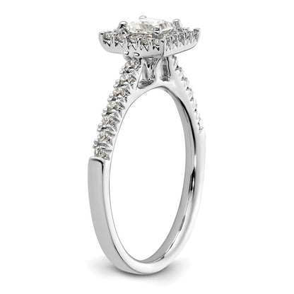 14 Karat Weißgold Verlobungsring mit quadratischem Halo aus simulierten Diamanten