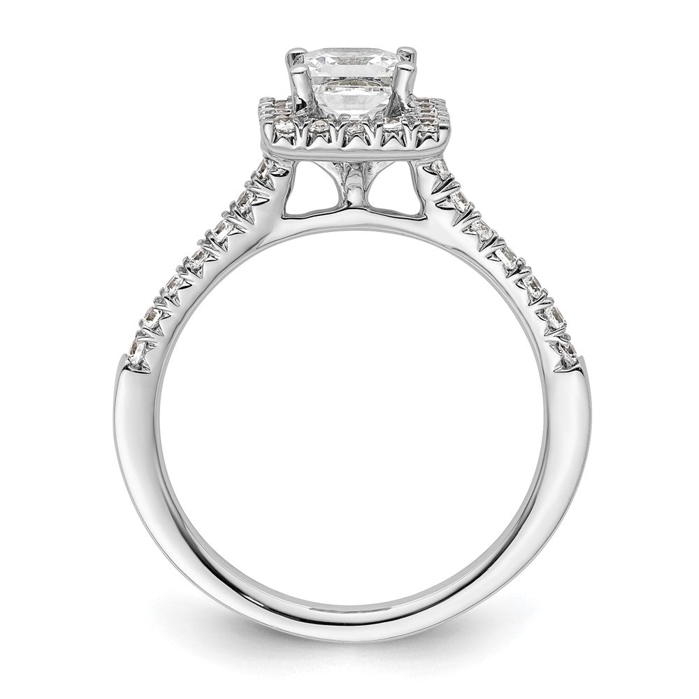 14 Karat Weißgold Verlobungsring mit quadratischem Halo aus simulierten Diamanten