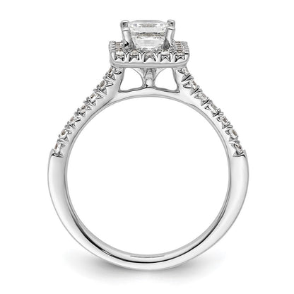 14 Karat Weißgold Verlobungsring mit quadratischem Halo aus simulierten Diamanten