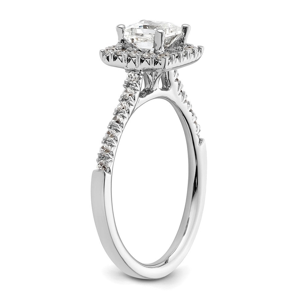 14 Karat Weißgold Verlobungsring mit quadratischem Halo aus simulierten Diamanten