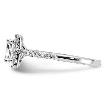 Verlobungsring aus 14K Weißgold mit 0,5 ct. im Labor gezüchteten Diamanten VS/SI+ G+ und 1 ct. Princess-Diamant im Halo-Design als Mittelstein