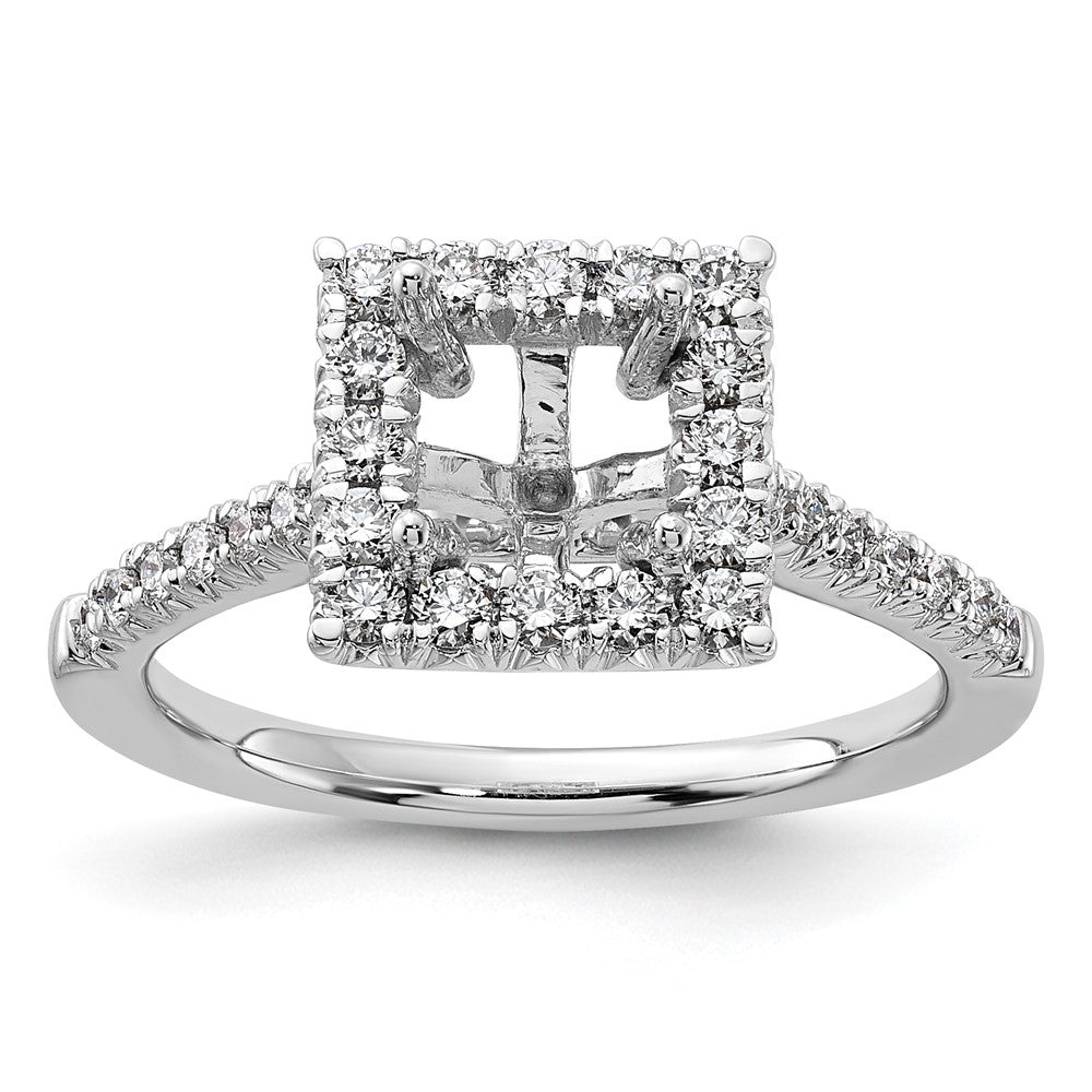 Verlobungsring aus 14K Weißgold mit 0,5 ct. im Labor gezüchteten Diamanten VS/SI+ G+ und 1 ct. Princess-Diamant im Halo-Design als Mittelstein