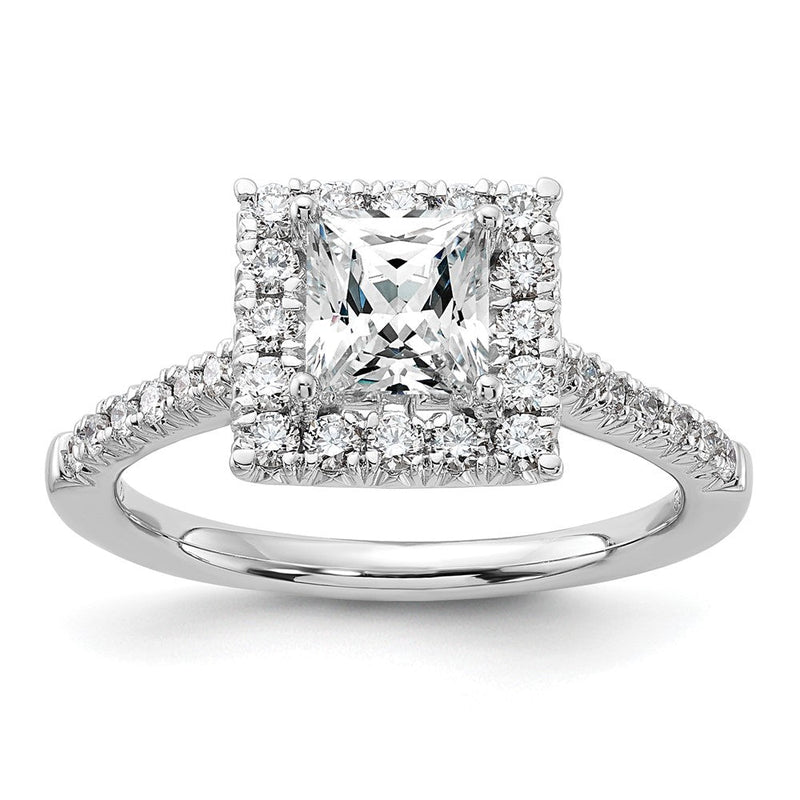 Verlobungsring in 14K Weißgold mit quadratischem Halo aus simulierten Diamanten