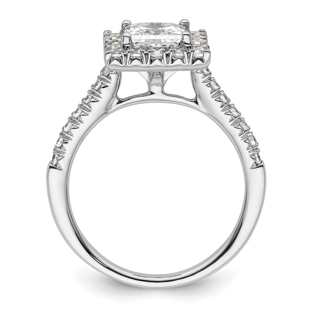 Halo Ring aus 14 Karat Weißgold mit simulierten Diamanten