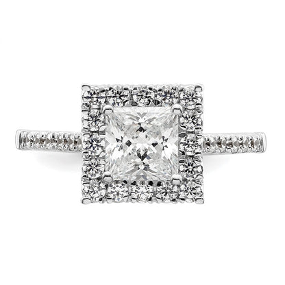 Halo Ring aus 14 Karat Weißgold mit simulierten Diamanten