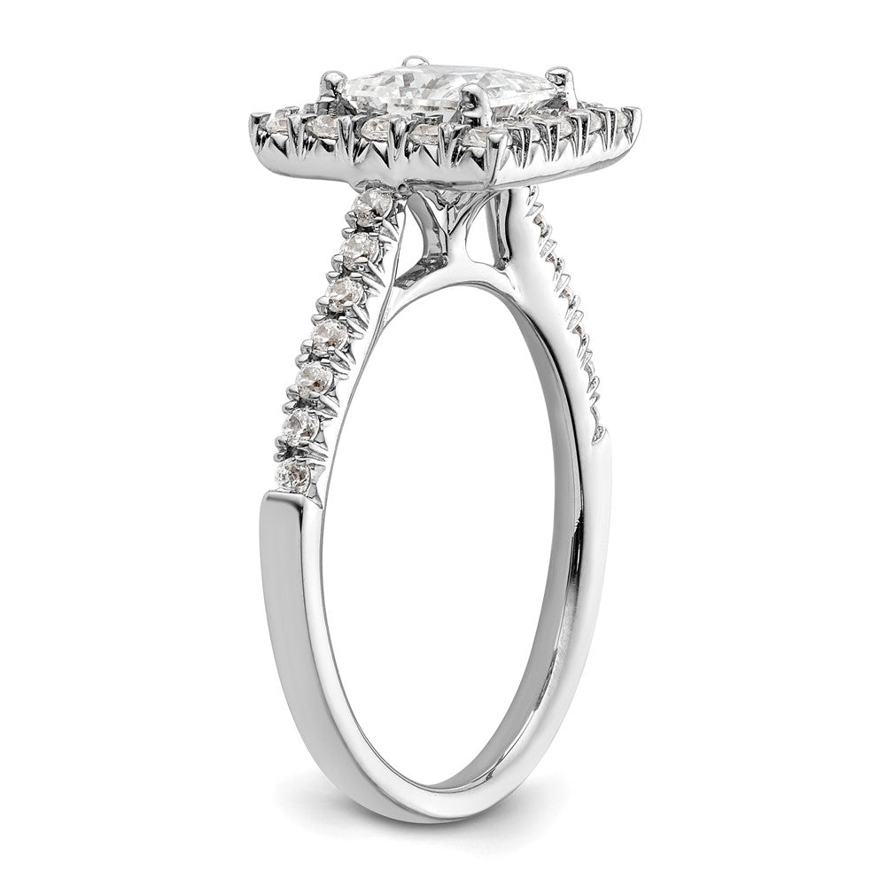 Halo Ring aus 14 Karat Weißgold mit simulierten Diamanten