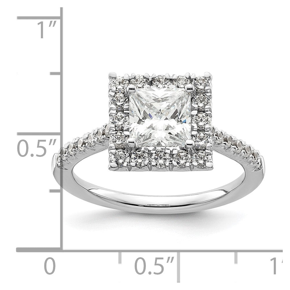 Halo Ring aus 14 Karat Weißgold mit simulierten Diamanten