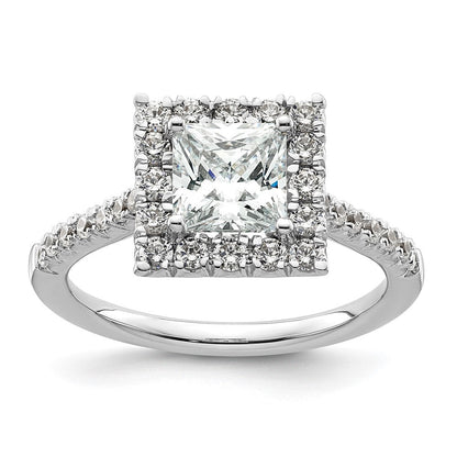 Halo Ring aus 14 Karat Weißgold mit simulierten Diamanten