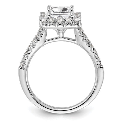 14K Weißgold Verlobungsring mit 0,75 ct. Labor-gezüchteten Diamanten VS/SI+ G+, 1,5 ct. Center-Princess-Halo