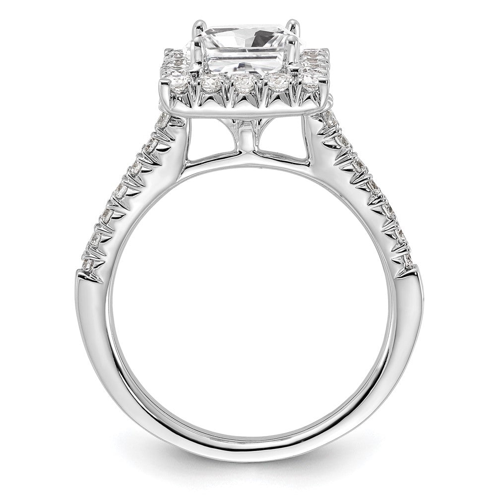14K Weißgold Verlobungsring mit quadratischem Halo aus simulierten Diamanten